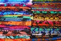 Colorful printed cloth fabric for sale at a market in Bali