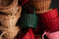 Piles of colorful wicker baskets Royalty Free Stock Photo