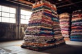 piles of completed carpets stacked for shipment Royalty Free Stock Photo