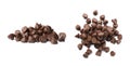 Piles of delicious chocolate chips on background Royalty Free Stock Photo