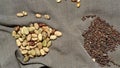 Piles of dried beans and grain Royalty Free Stock Photo