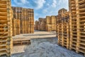 Piles of euro type cargo pallets Royalty Free Stock Photo