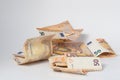 piles of fifty euro banknotes stacked on a white background Royalty Free Stock Photo