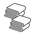 Piles folded bath towels or hand towel line art icon for apps or website