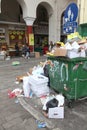 Piles of garbage in the center of Thessaloniki Royalty Free Stock Photo
