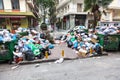Piles of garbage in the center of Thessaloniki - Greece Royalty Free Stock Photo