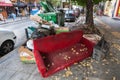 Piles of garbage in the center of Thessaloniki - Greece Royalty Free Stock Photo