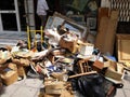 Piles of garbage in the center of Thessaloniki Royalty Free Stock Photo