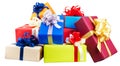 Piles of gift boxes wrapped in colorful Royalty Free Stock Photo