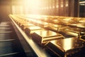 Piles gold bar conveyor debt. Generate Ai