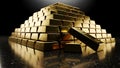 Piles of Gold Bars Forming a Pyramid Against a Black Background Royalty Free Stock Photo