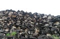 Piles of gravel limestone rock on construction site.