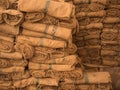 Piles of hemp sacks