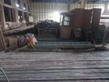 Piles of iron in the basement floor fabrication room