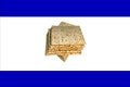 Piles of Jewish Matzah bread. Pesach matzo on Israel flag background Royalty Free Stock Photo