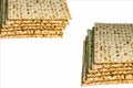 Piles of Jewish Matzah bread on white background Royalty Free Stock Photo