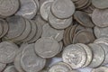 Piles of Kennedy Half Dollar Coins Royalty Free Stock Photo