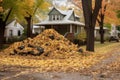 piles of leaves and debris collected in park corners