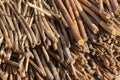 Piles of logs firewoods, preparing for winter Royalty Free Stock Photo