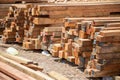 Piles of milled timber in the Solomon Islands. Royalty Free Stock Photo