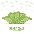 Piles of money stack, cash dollar on white, illustration Royalty Free Stock Photo