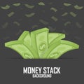 Piles of money stack, cash dollar on white, illustration Royalty Free Stock Photo