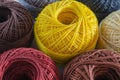 Piles of multi colored balls yarn Royalty Free Stock Photo