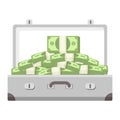Piles of paper money in hand suitcase Royalty Free Stock Photo