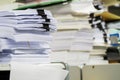Piles of paper in the office Royalty Free Stock Photo