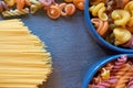 Piles of pasta and italian spaghetti Royalty Free Stock Photo