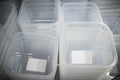 Piles of plastic food storage containers Royalty Free Stock Photo