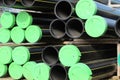 Piles of plastic pipes and conduits for transporting the gas Royalty Free Stock Photo