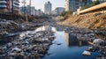 piles of plastic waste pile up in rivers and pollute water