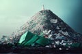 Piles of plastic waste washed up on beach, highlighting the impact of single-use plastics on the environment AI Royalty Free Stock Photo