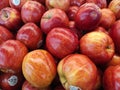 Piles of red apples in a groceries