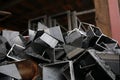 Piles of rubbish scraps of aluminum metal industrial waste