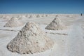 Piles of salt in uyuni salar in bolivia