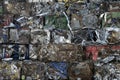 Piles of scrap metal bundled in bales Royalty Free Stock Photo