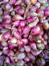 Piles of shallots ready for sale