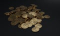 Piles of shiny gold coins with dollar sign. 3D illustration