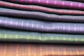 Piles of silk pashmina scarves Royalty Free Stock Photo