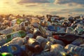 Piles of Stacked Plastic Bottles for Recycling. Generative AI Royalty Free Stock Photo