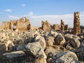 Piles of stone at the ruins of Ulu Cami The Great Mosque