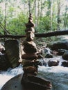 piles of stones that we painstakingly created At the waterfall Royalty Free Stock Photo