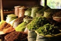 piles of tea leaves in different stages of processing