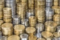 Piles of Ukrainian coins background Royalty Free Stock Photo