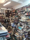 Piles of used books at bookstore in Montevideo Uruguay