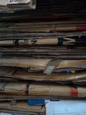 Piles of used cardboard boxes from electronics stores Royalty Free Stock Photo