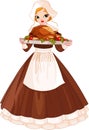 Pilgrim girl with plate Royalty Free Stock Photo