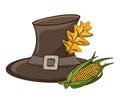 Pilgrim hat with autumn leaf and corn vegetable